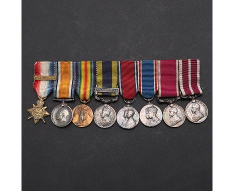 Eight miniatures comprising 1914 Star with 5th Aug-22nd Nov clasp, War Medal, Victory Medal, George V India Medal with Malaba