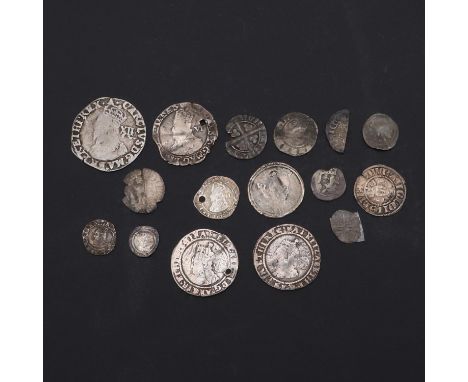 A Charles I hammered silver shilling, crowned portrait l. with XII behind the bust, mm. bell for 1634-5, with a collection of