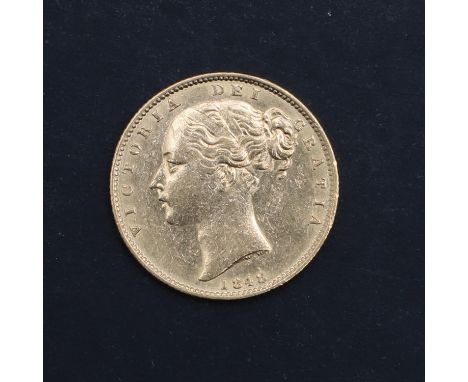 A Queen Victoria Sovereign, young bare head, l. Shield reverse, dated 1848   *Condition:  very light contact marks to both si