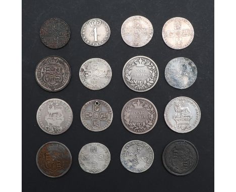 A collection of William III and later small silver. William III sixpence, 1697 (2), George II Sixpence, Lima below the bust, 