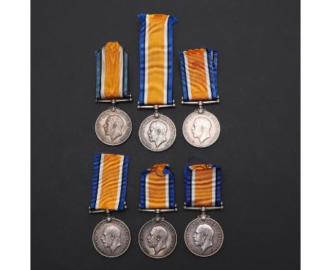 British War Medal 1914-1917. A collection of six medals awarded to the Dorset Regiment. Medals named to: 12456 Private C.V. W