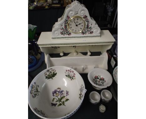 A Collection of Portmeirion Botanic Garden to Include Fruit Bowl, Mantle Clock, Dishes Etc.  