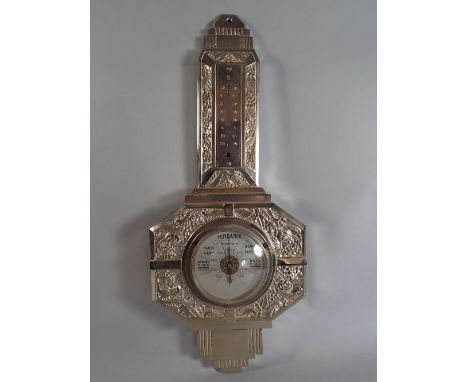 A French Chromed Art Deco Wall Barometer (Missing Thermometer).