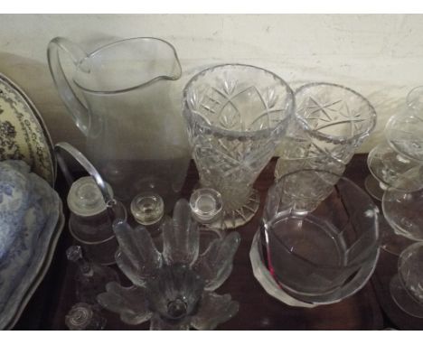 A Tray of Glassware to Include Jug, Ice Bucket, Vases Etc. 