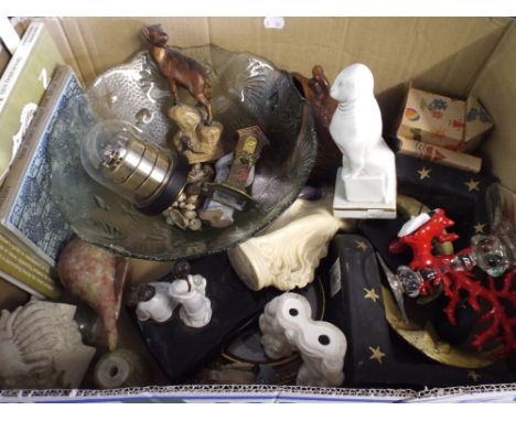 A Box of Sundries to Include Ceramics, Glassware, Books Etc. 