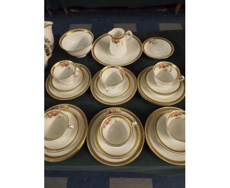 A Court China Rose Patterned Tea Set. 