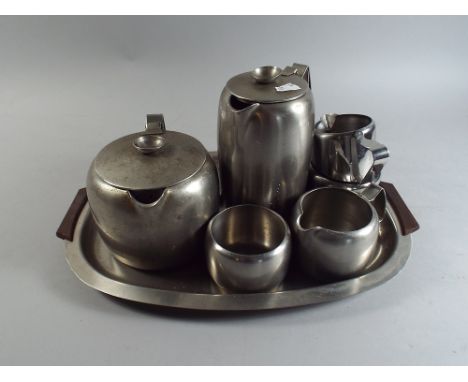 An Old Hall Tea Set, Tray and Chromed Tea Wares. 