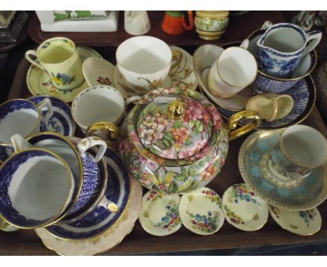 A Tray of Ceramics to Include Aynsley, Crown, Royal Worcester Gamebird, Royal Crown Derby Etc. 