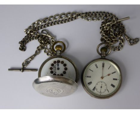 Two Continental Silver Gent's Pocket Watches, one having enamel face, Hebdomas patent with spiral Breguet Levees visibles, to