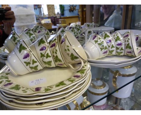 A Part Wedgwood Etruria Tea Set, manufactured for James Powell & Sons, Whitefriars Glass Works E.C. and 11 Conduit Street W, 