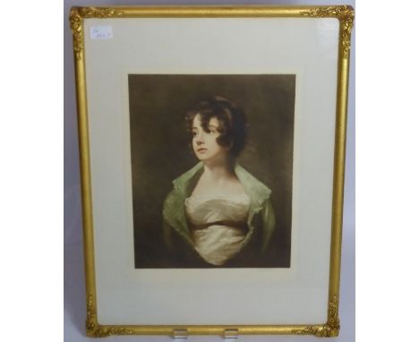 A Coloured Print of a Young Lady, the print signed Jessie Furber with first proof stamp, in gilded frame, subject the William