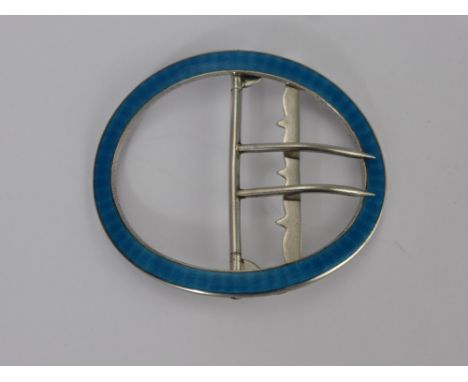 A Vintage Sterling Silver and blue enamel buckle.