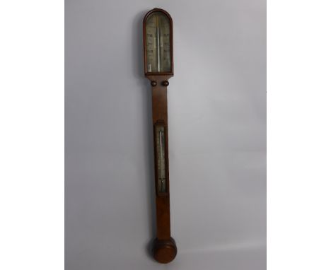 A Late 19th Century Walnut Wall Mounted Mercury Stick Barometer, J A Cargory Bull Street Birmingham, approx ht 90 cms.