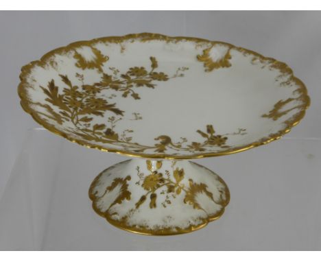 A Pair of Limoges Rose Floral and Gilded Scalloped Dessert Plates, six hand painted floral botanical design plates together w