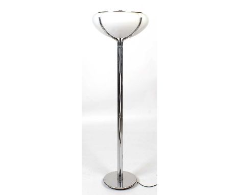 A Harvey Guzzini Quadrifolglio floor-standing lamp, designed in 1974, polished chrome circular base and four chrome stems sup