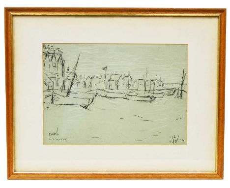 Laurence Stephen Lowry RBA RASketch for The Beach (Deal Sands),signed with blue ink lower left, with Fine Art Trade Guild bli