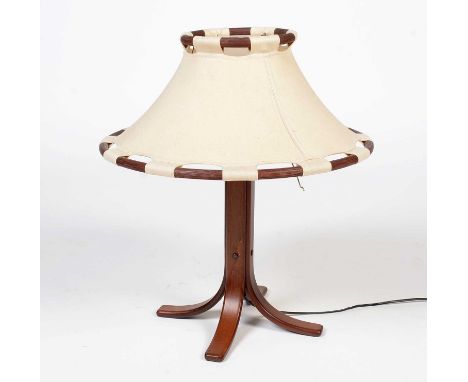 Atelja Lyktan 'Anna' bentwood table lamp with linen lampshade, 52 x 62cms.