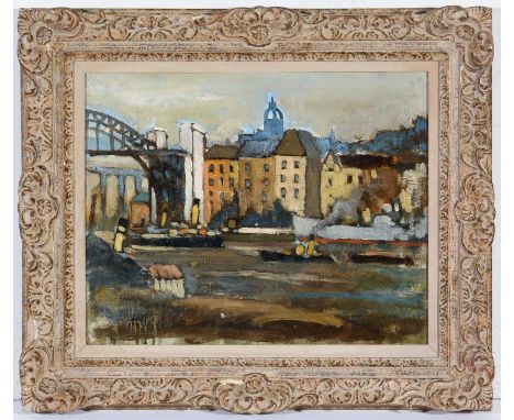Donald McIntyre,"Newcastle-upon-Tyne",signed and titled to label verso,oil on canvas,39.5 x 50cms, in frame.Provenance: with 