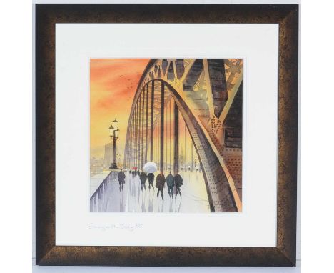 Peter J Rodgers"Evening on the Bridge",signed, further signed to certificate of authenticity verso,limited edition giclee pri