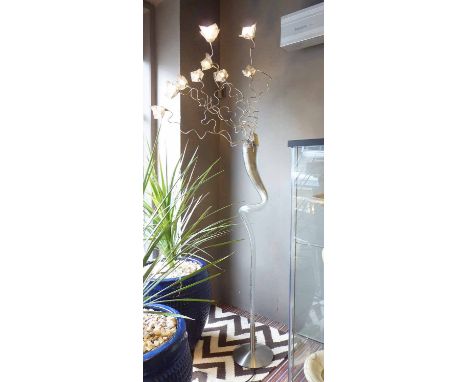 FLOOR LAMP, stylised flower form, 170cm H.