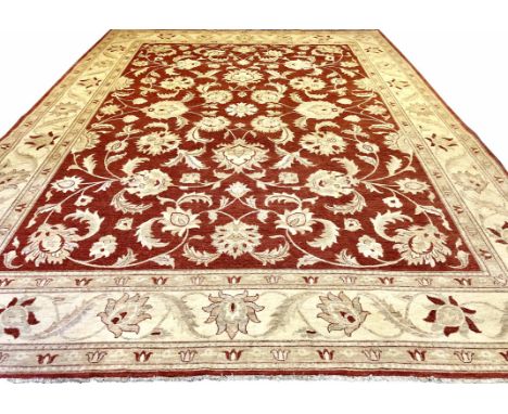 FINE SULTANABAD SHAH-ABBAS DESIGN CARPET, 496cm x 366cm, all-over palmette and vine design on a light terracotta field within