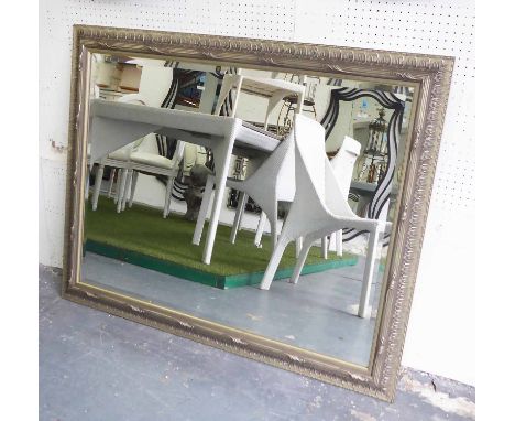 WALL MIRROR, with bevelled rectangular plate, the silver finish frame with gadrooned detail, 92cm H x 116.5cm.