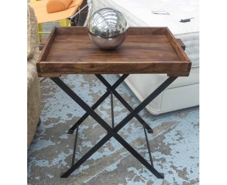 TRAY TABLE WITH FENG SHUI MIRROR BALL, in the resort style, table 76cm H. (2)