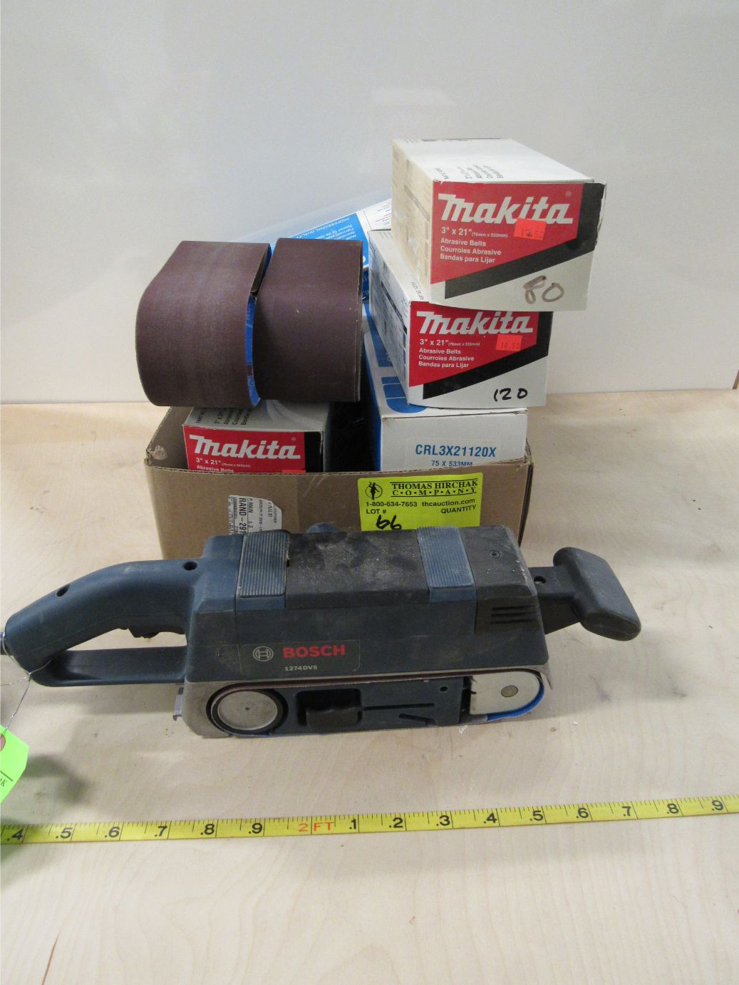 Bosch 1274DVS 3x21 Belt Sander w/ box of belts