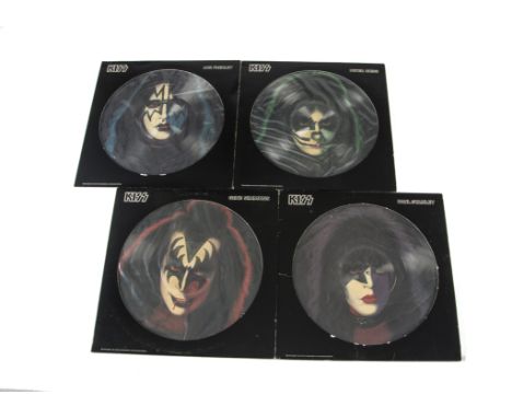 Kiss Picture Discs, All four Solo Album Picture Disc LPs comprising Paul Stanley, Peter Criss, Gene Simmons and Ace Frehley -