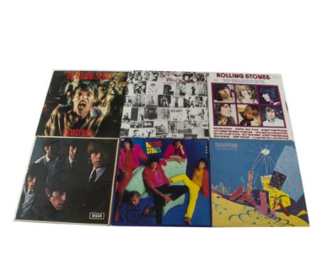 Rolling Stones, approximately forty Rolling Stones LPs and 12" Singles with titles including Exile on Main Street, Its Only R