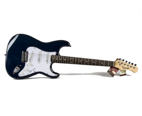 Electric Guitars, Stagg (blue) in excellent condition with Ritter soft bag together with a Hohner 'Rockwood' LX90L ebony gene
