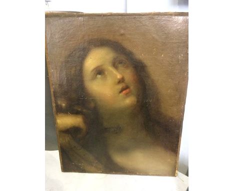 19th Century Continental school, Oil on canvas, unsigned, unframed, 'Portrait head and shoulders of a woman' 51 x 40cm