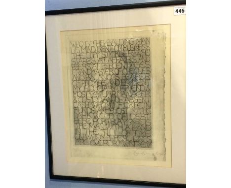 Tom Phillips, Lithograph, dated 1997, 'Bank Manager', bears label to verso, 39 x 41cm