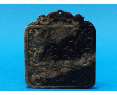 A finely carved Jade Chinese pendant, 5cm wide