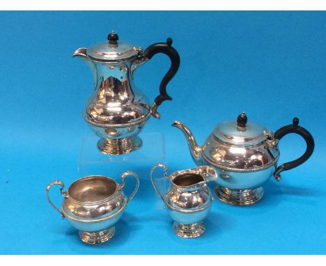 A silver four piece tea service, Birmingham 1911, makers marks Charles Clement Pilling, weight 55.8oz, 1738grams