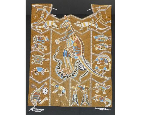 Australian Aboriginal School. Koongarra Dreaming, Churinga silk screen print, 69.5cm x 54cm.