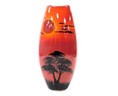 A Poole pottery African Sky pattern vase, of compressed ovoid form, raised and painted marks, 37.5cm high.