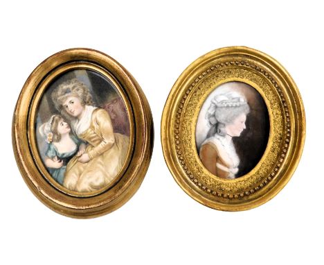 Attributed to Charles Hayter (English, 1761-1835). Half length side portrait of a lady, pencil and watercolour, bears label v