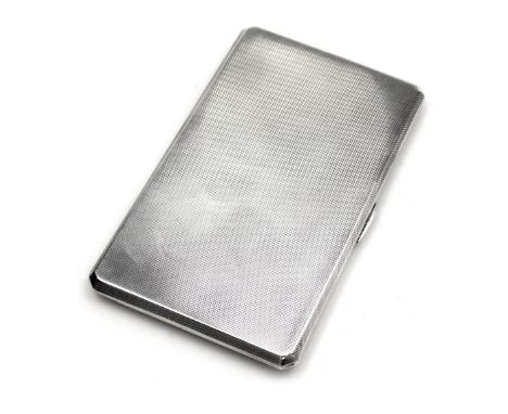 A George VI silver cigarette case, with engine turned decoration, internally engraved, Birmingham 1950, 7.1oz.