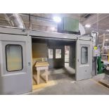 AIR CONTROL TECHNOLOGY GB 8X16X8 ENCLOSED GLUE SPRAY BOOTH, S/N 6558-07/16, DUAL SLIDING DOORS,