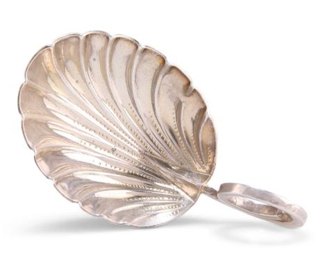 A LATE VICTORIAN SILVER CADDY SPOON by Robert James Chaplin &amp; Sons, London 1896, the shell-form bowl with prick-dot detai