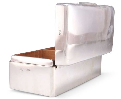 A GEORGE V SILVER CIGARETTE BOX by Army &amp; Navy Cooperative Society Ltd, London 1925, rounded rectangular, the plain caske