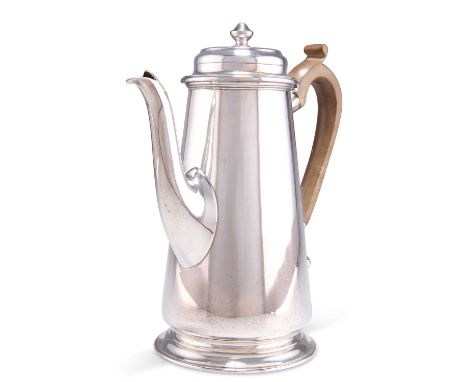 A GEORGE VI SILVER COFFEE POT by George Howson, Sheffield 1937, of plain tapering cylindrical form. 18cm high, 14.4 troy ounc