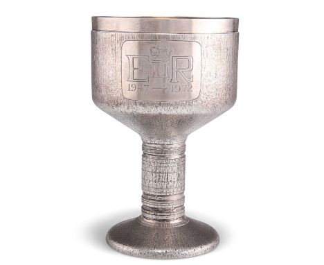 AN ELIZABETH II ROYAL COMMEMORATIVE LIMITED EDITION SILVER GOBLET by Christopher Nigel Lawrence, London 1972, commemorating t