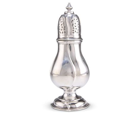 A GEORGE V SILVER SUGAR CASTER, OF LARGE SIZE by George Howson, London 1911, of baluster form. 19cm high, 9.6 troy ounces