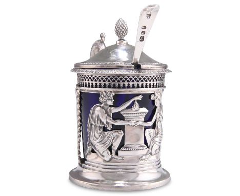 A LATE 18TH CENTURY FRENCH SILVER MUSTARD POT maker's mark DG, struck with first grade Minerva and Association of Gold &amp; 