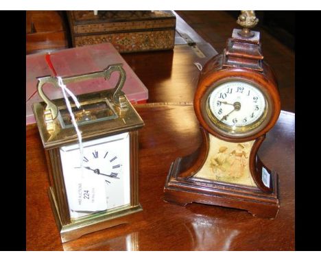 A Mappin & Webb carriage clock, together with a small mantel clock 