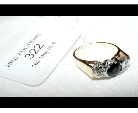 A 9ct gold sapphire and diamond ring 