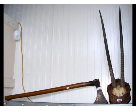 An early axe, together with Antelope horns