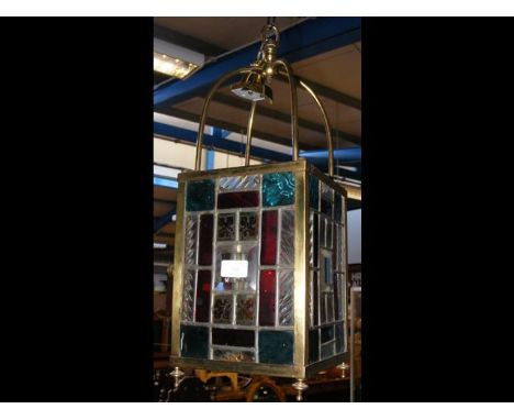 A decorative stained glass hall light 